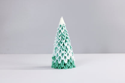 Snowy Christmas Tree Candle