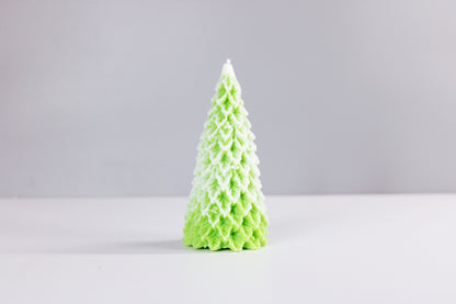 Snowy Christmas Tree Candle