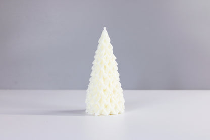 Snowy Christmas Tree Candle
