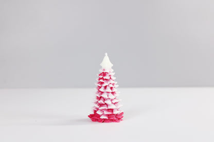Small Snowy Christmas Tree Candle