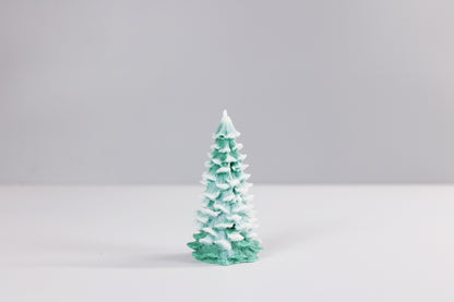 Small Snowy Christmas Tree Candle