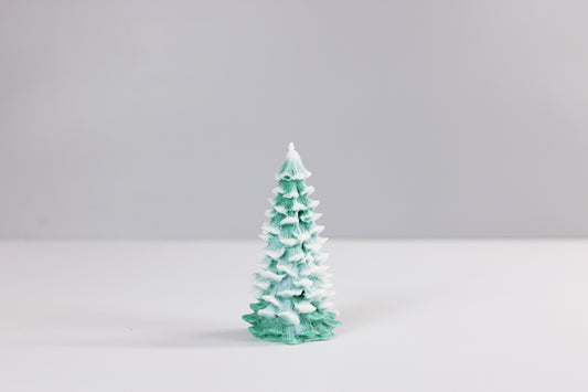 Small Snowy Christmas Tree Candle
