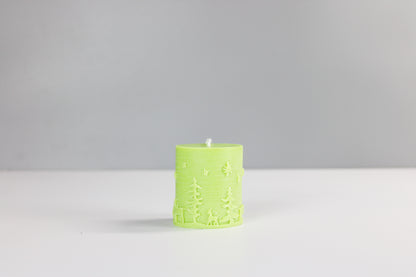 Small Christmas Embossed Pillar Candle