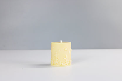 Small Christmas Embossed Pillar Candle