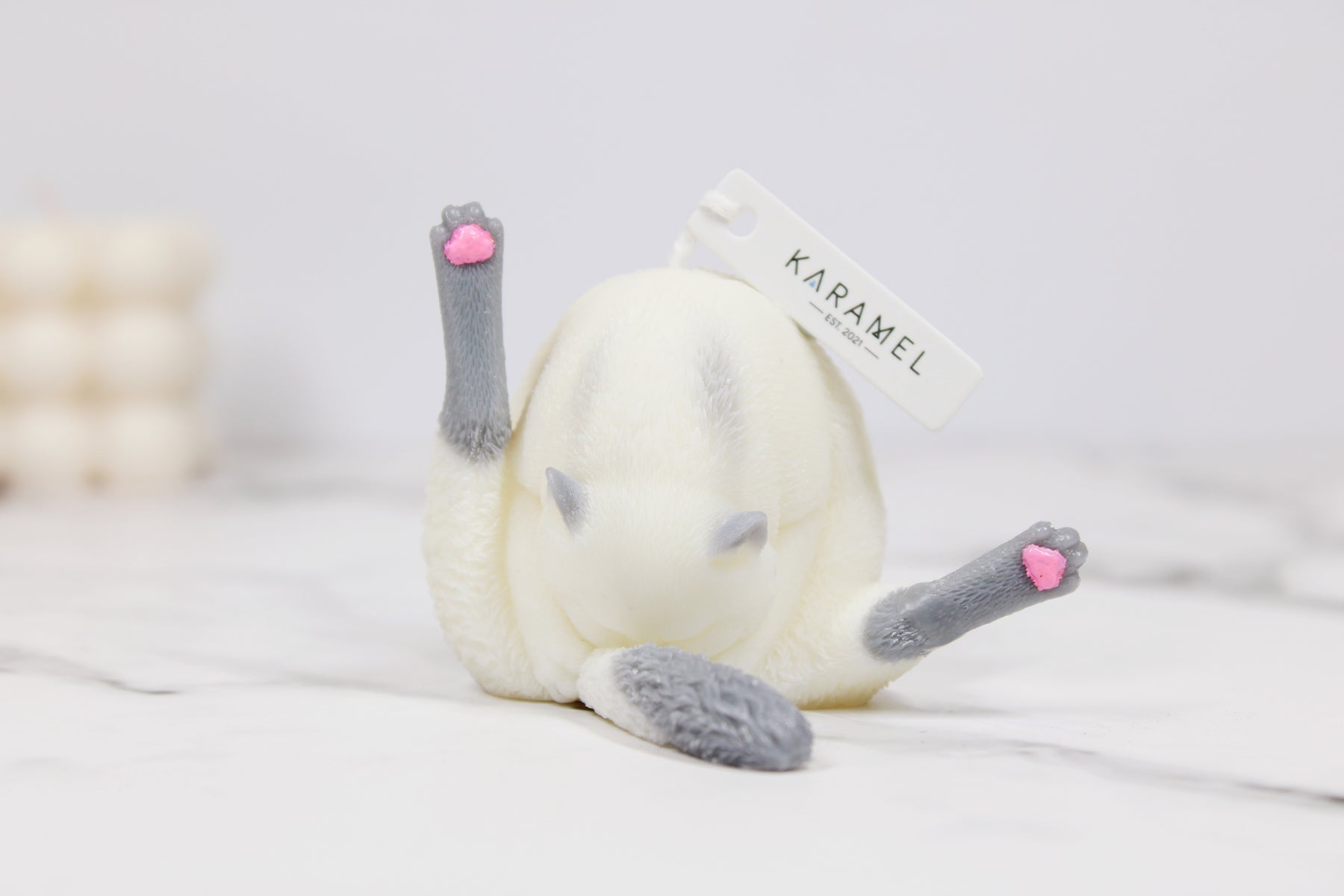 Preening Cat Candle