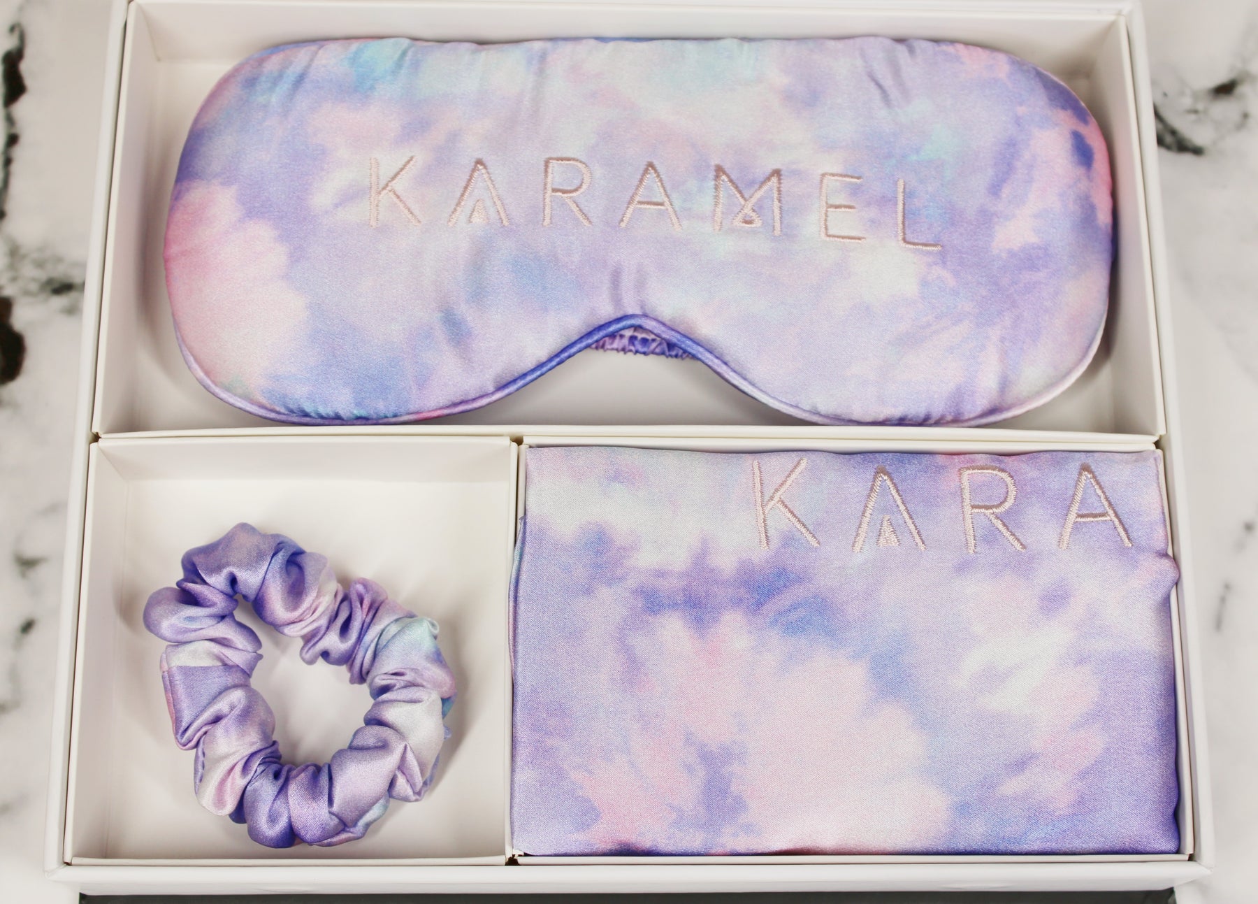 Blue & Purple Tie-Dye Mulberry Silk Dream Set