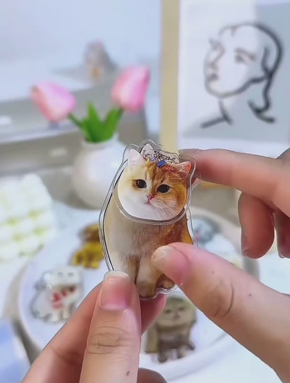 Custom Pet Photo Rotating Fridge Magnet – Personalised Acrylic Cat & Dog Keepsake